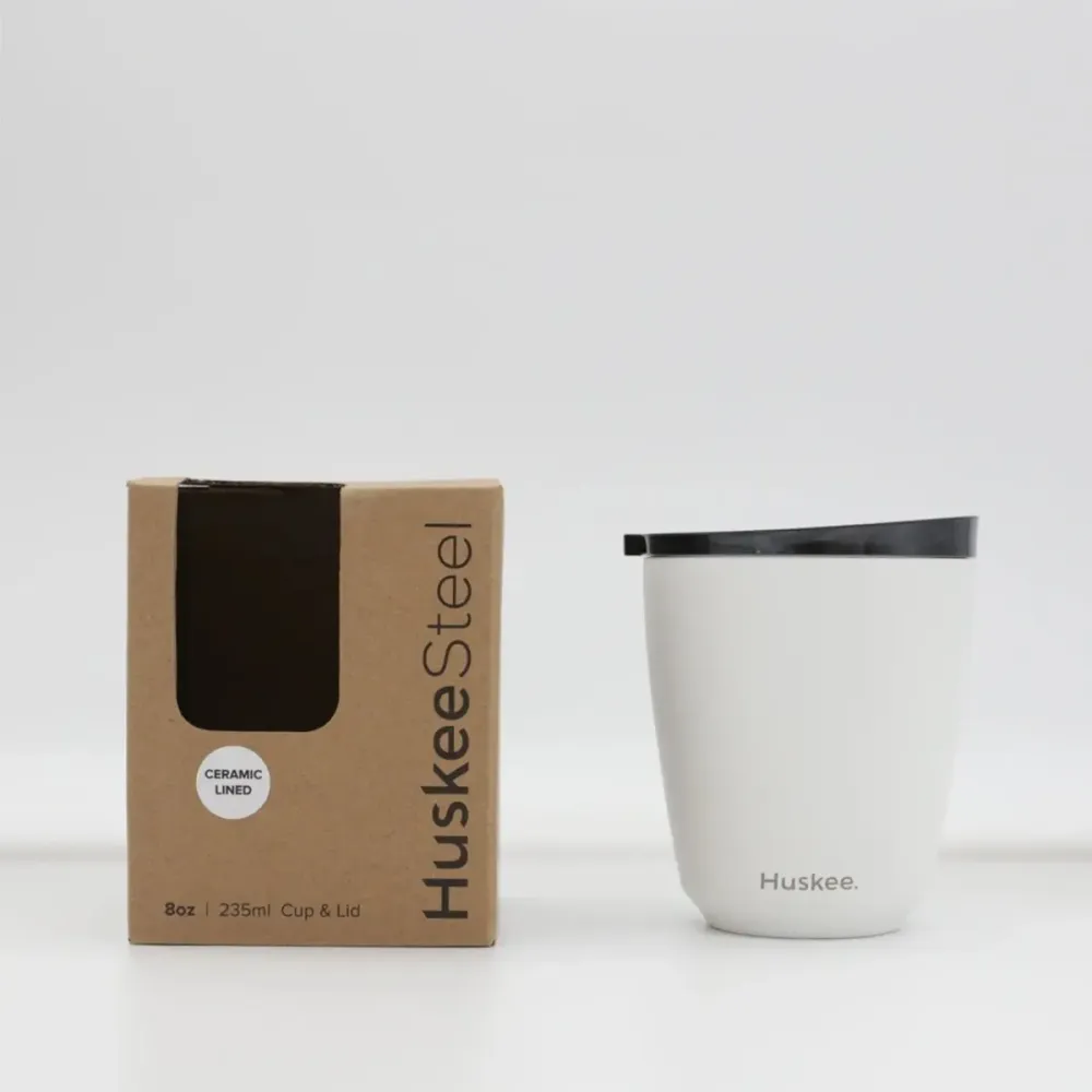 Huskee Steel Mug 235 ml – durable coffee cup white