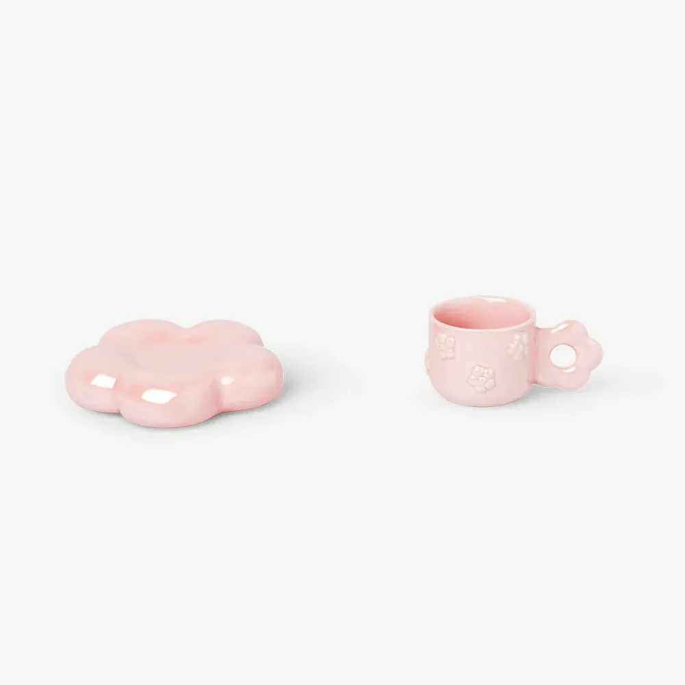 Iridescent rosa mugg med fat - 190 ml