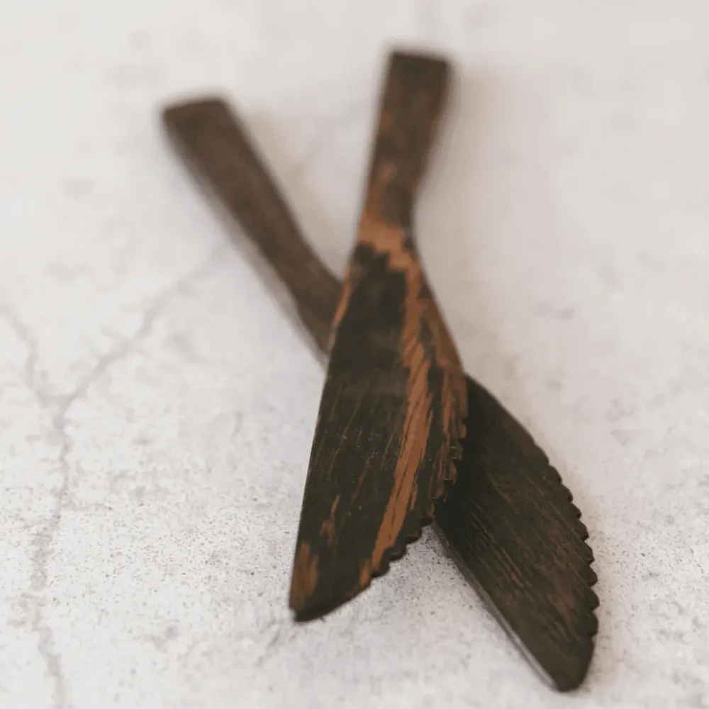 Trä Kokosplam Buddah Kniv