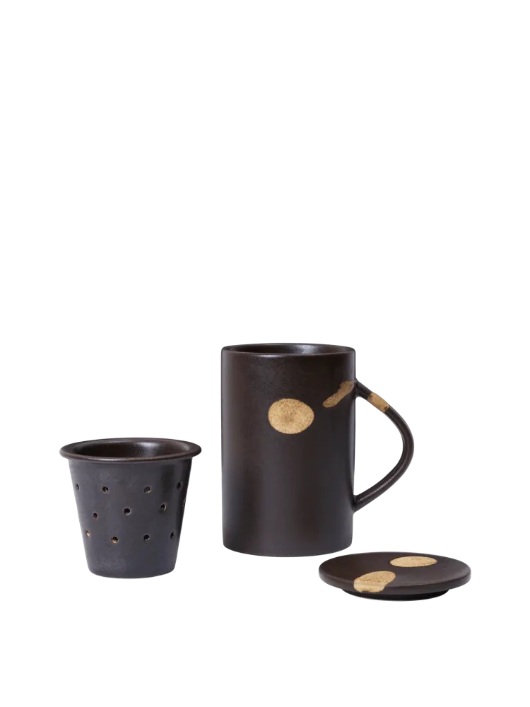 Koyo Tea Mug Infuser Set - Dark Brown/Buff