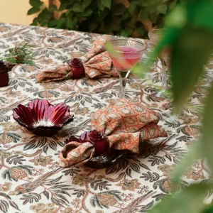 Linen Napkins Cypress Parrot Rust