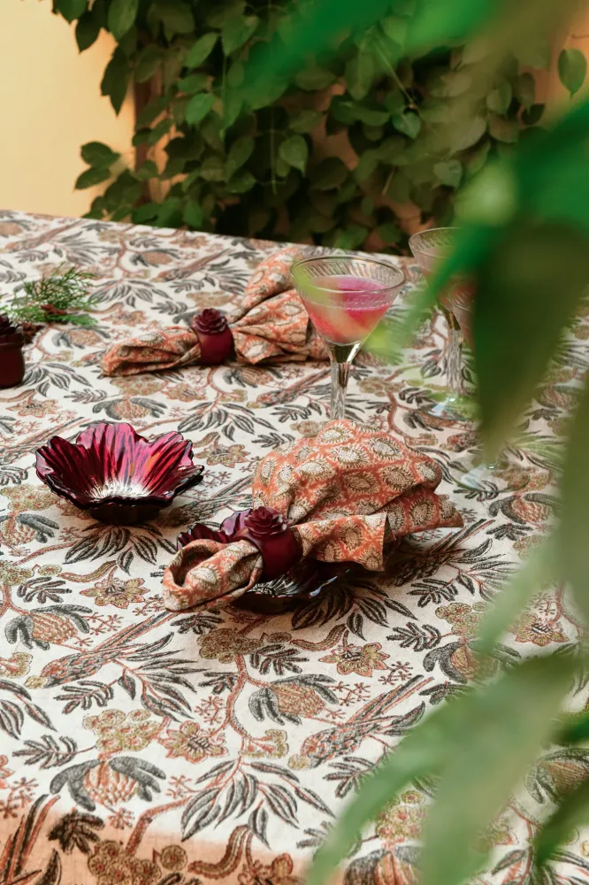 Linen Napkins Cypress Parrot Rust
