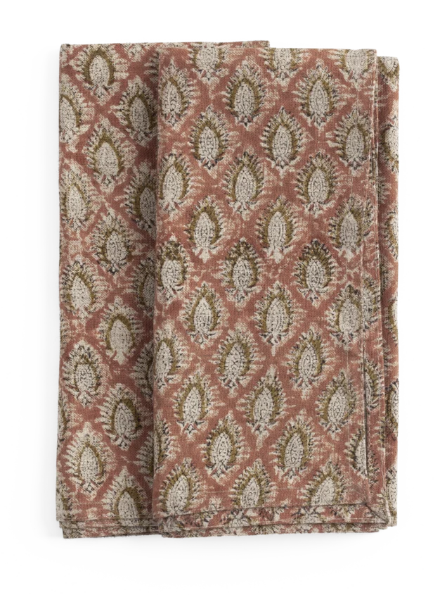 Linen Napkins Cypress Parrot Rust