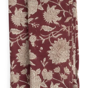 Linen napkins Indian Rose print Red