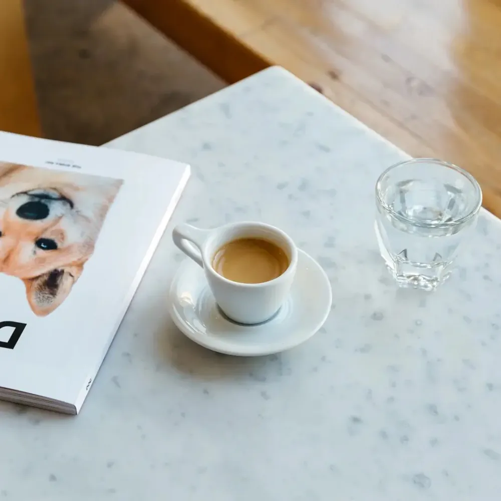 Lino Espresso kopp 90ml med fat - Vit
