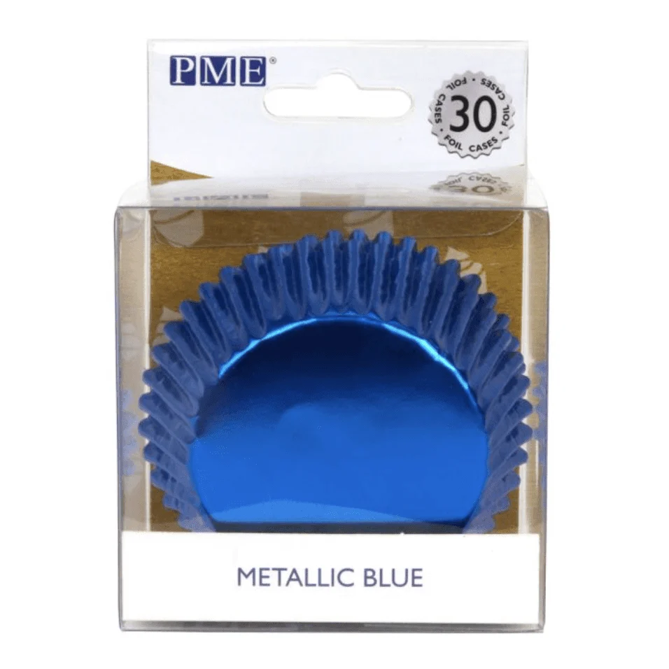 30 metallblå muffinsformar