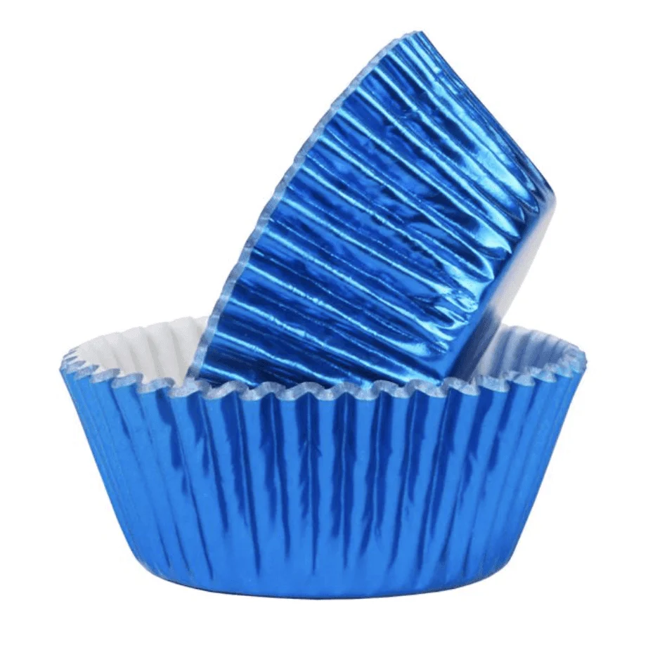 30 metallblå muffinsformar