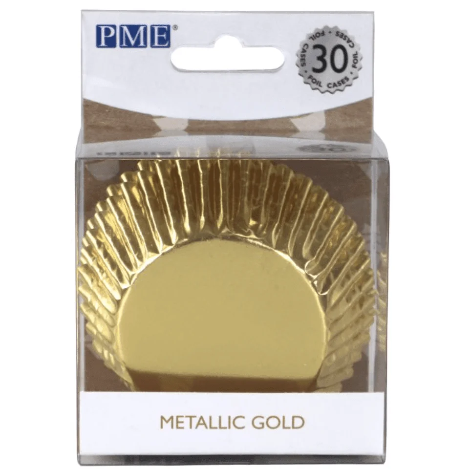 30 metalliserade guldiga muffinsformar