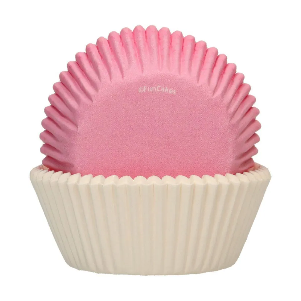 48 muffinsformar - rosa & vit
