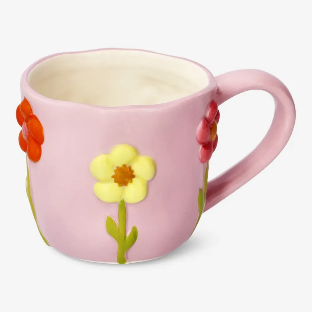 Mugg med präglade blommor - 330 ml