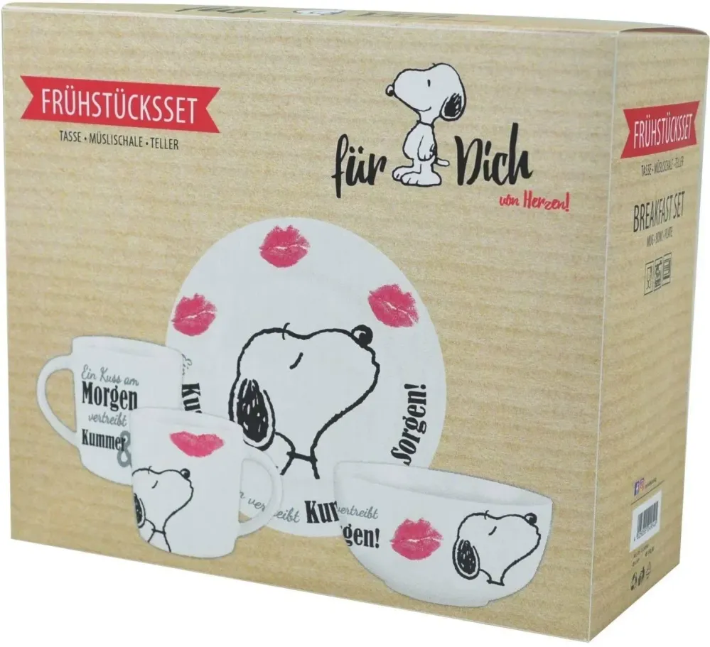 Peanuts Frukostset Snoopy – Mug, Skål och Tallrik