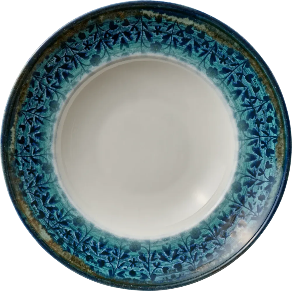 Plate deep round rim indigo 27cm