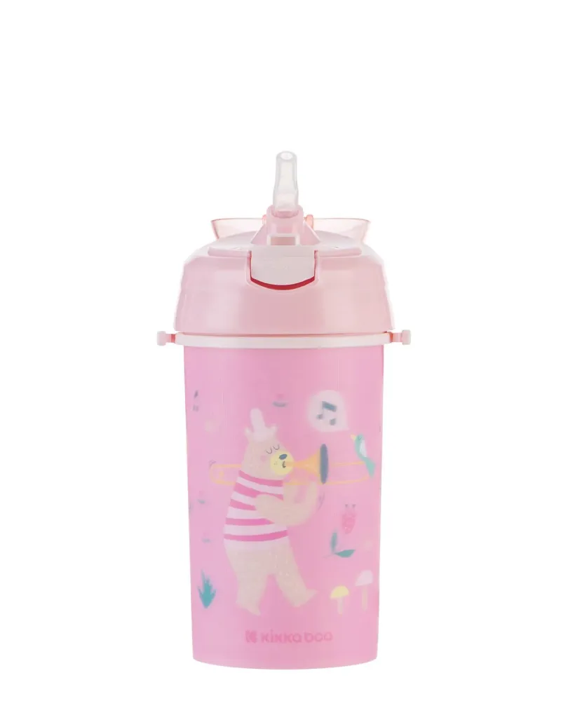 PP-mugg med silikonsugrör och rem 450 ml Music Fest: Rosa