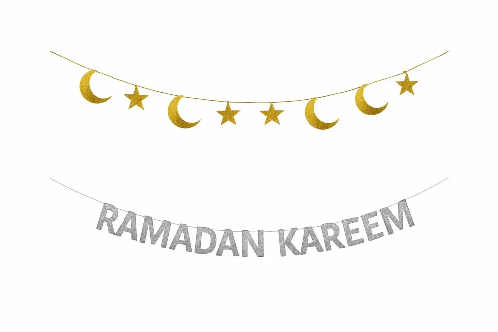 Ramadan Kareem Guirlande + stjerne, måne guirlande