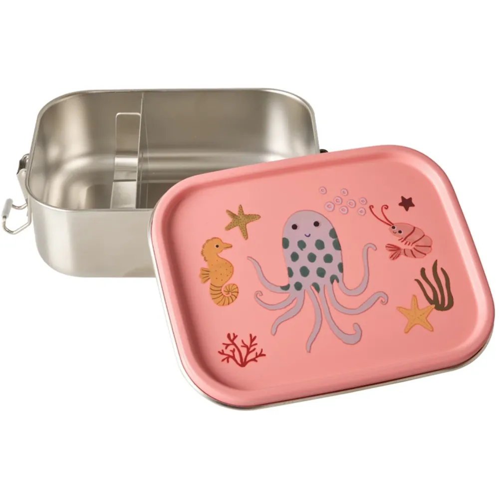 Rice Coral Ocean Print Stainless Steel Lunchbox Moveable Divider Small 800 Ml