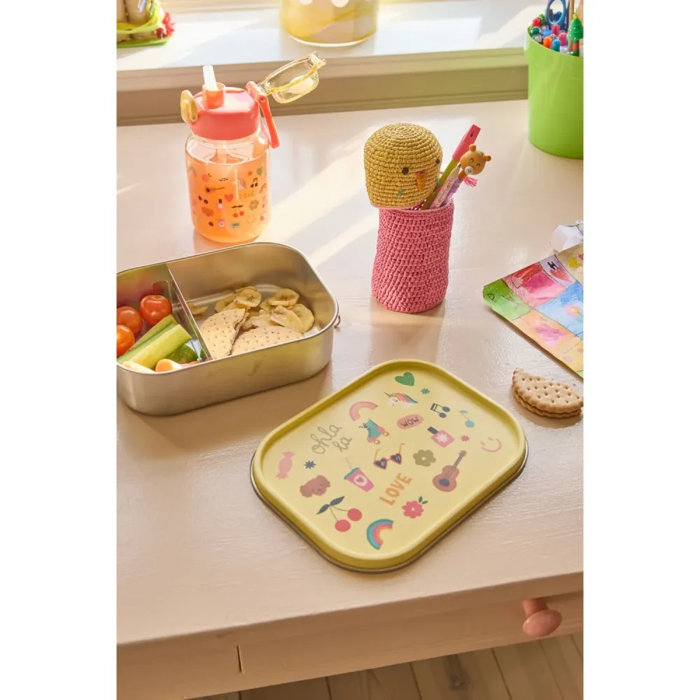 Rice Unicorn Love Print Stainless Steel Lunchbox Moveable Divider Large 1400 Ml