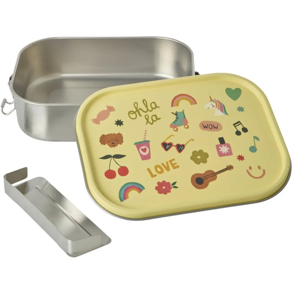Rice Unicorn Love Print Stainless Steel Lunchbox Moveable Divider Large 1400 Ml