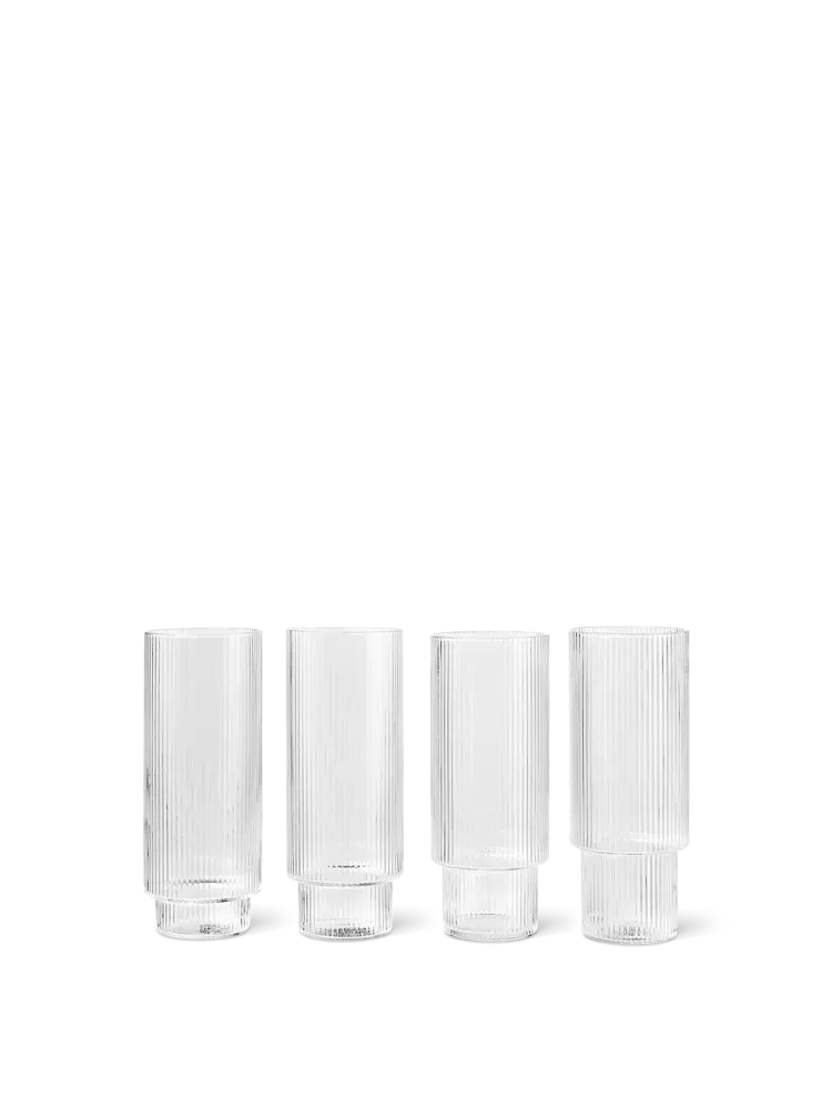 Ripple Long Drink Glasses - Set 4 - Clear