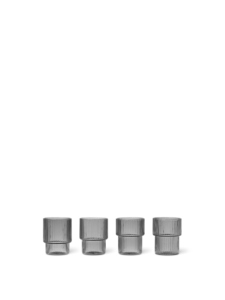 Ripple Small Glasses - Set 4 - Smoked Grey