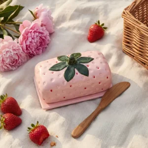 Rosa jordgubbssmörfat