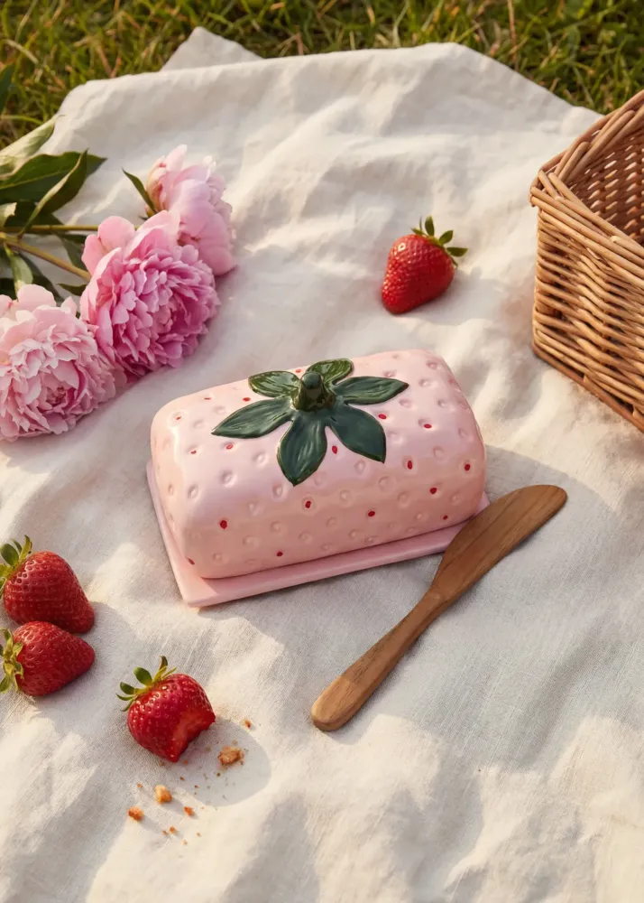 Rosa jordgubbssmörfat