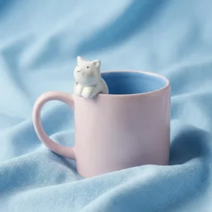 Rosa mugg med 3D-katt - 465 ml