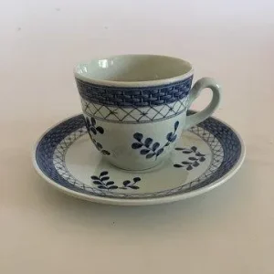 Royal Copenhagen /Aluminia Blå Tranquebar Kaffekop med Underkop No. 992