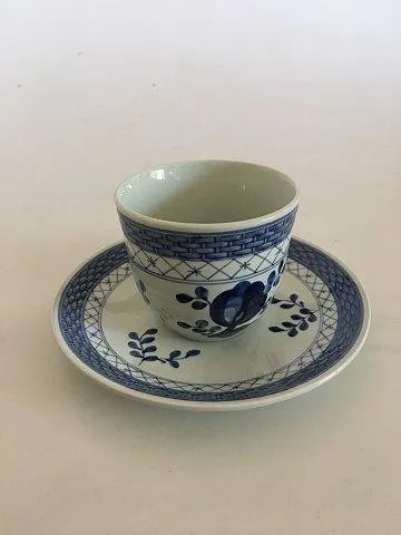 Royal Copenhagen /Aluminia Blå Tranquebar Kaffekop med Underkop No. 992