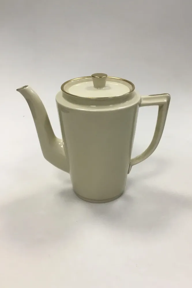 Royal Copenhagen Glat Creme stel med guldkant Kaffekande No 9533