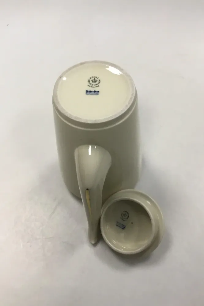 Royal Copenhagen Glat Creme stel med guldkant Kaffekande No 9533