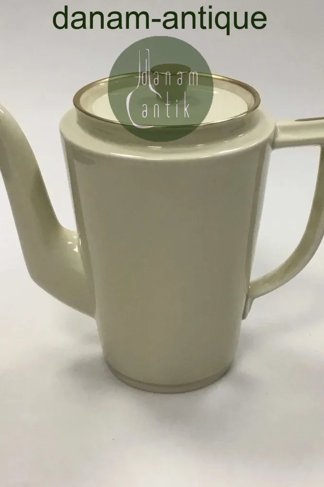 Royal Copenhagen Glat Creme stel med guldkant Kaffekande No 9533