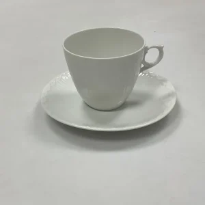 Royal Copenhagen Hvid Halvblonde Mokkakop med Underkop