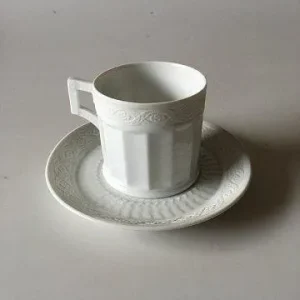 Royal Copenhagen Hvid Vifte Kaffekop og Underkop No. 11572