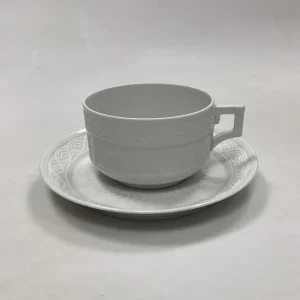 Royal Copenhagen Hvid Vifte Tekop med Underkop No. 11554