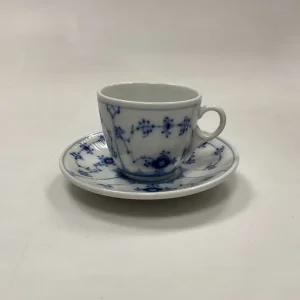 Royal Copenhagen Musselmalet Riflet Hotel Kaffekop med underkop No. 2238
