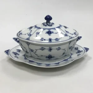 Royal Copenhagen Musselmalet Riflet Sauceskål med låg No.207