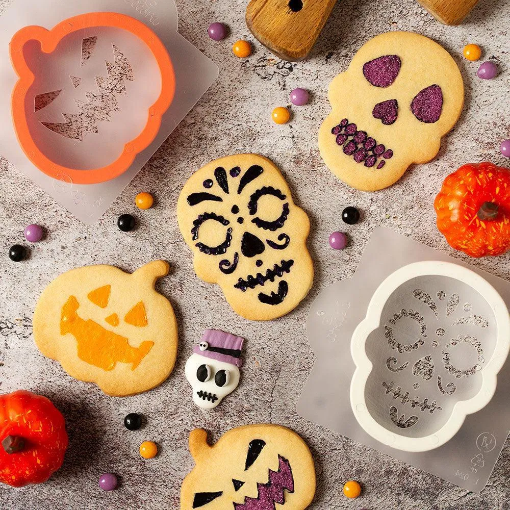 Set/2 Halloween-utstickare och schabloner