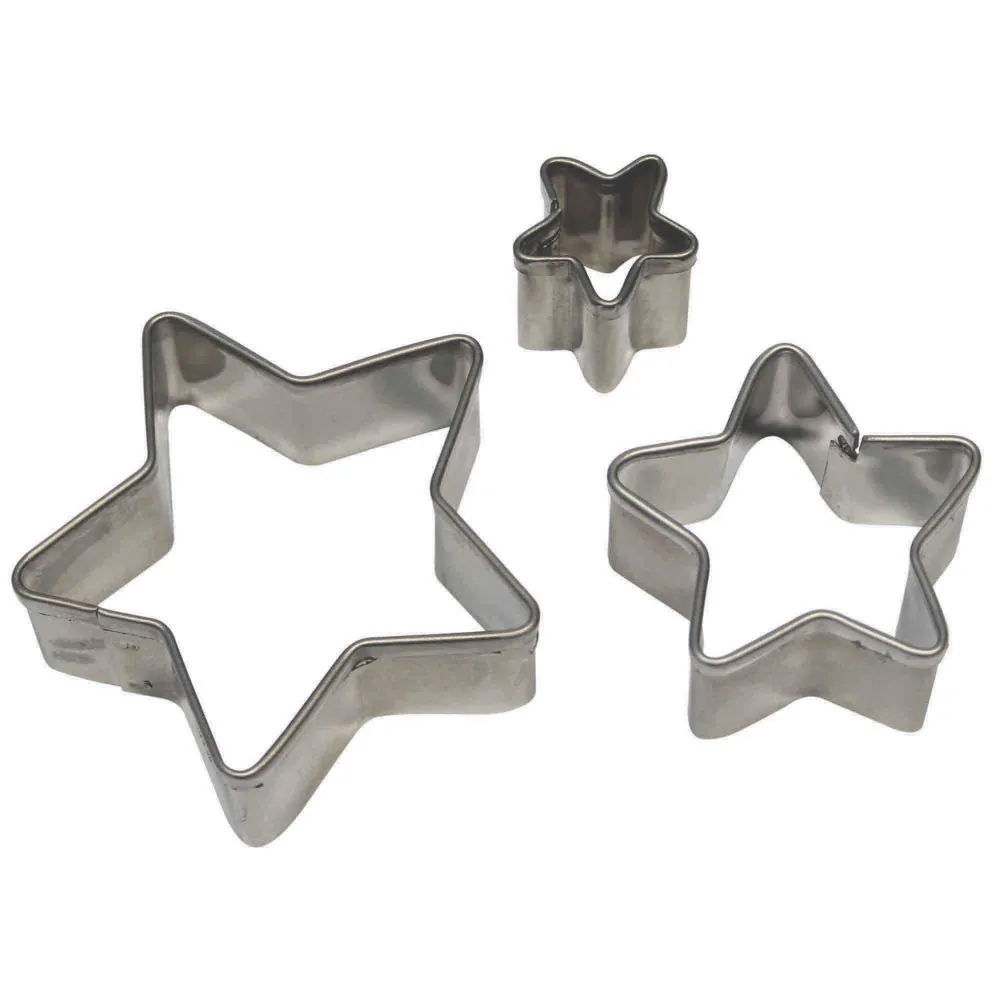 Set/3 stjärnformade pepparkaksformar i rostfritt stål