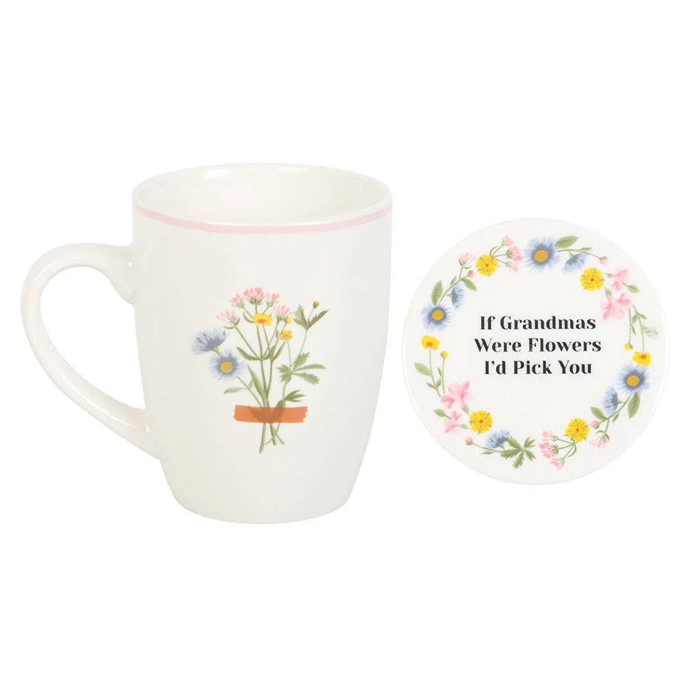 If Grandmas Were Flowers Floral Ceramic Mug & Coaster Set Something Different Wholesale