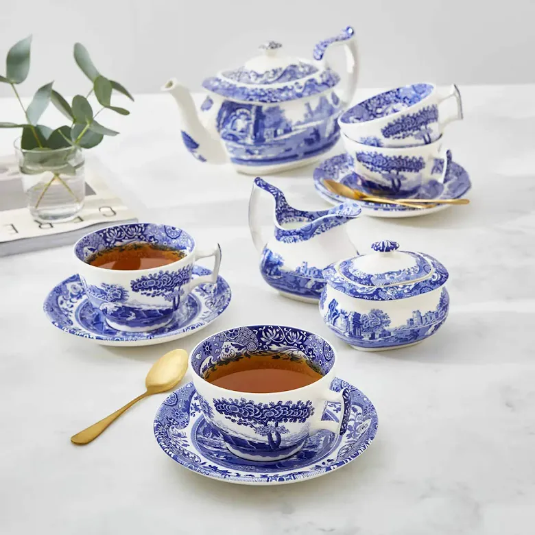 Spode Blue Italian Frukostkopp & Fat 28 cl