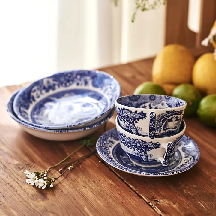 Spode Blue Italian Frukostkopp & Fat 28 cl