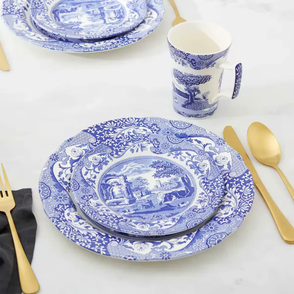Spode Blue Italian servis 12 delar, blå/vit