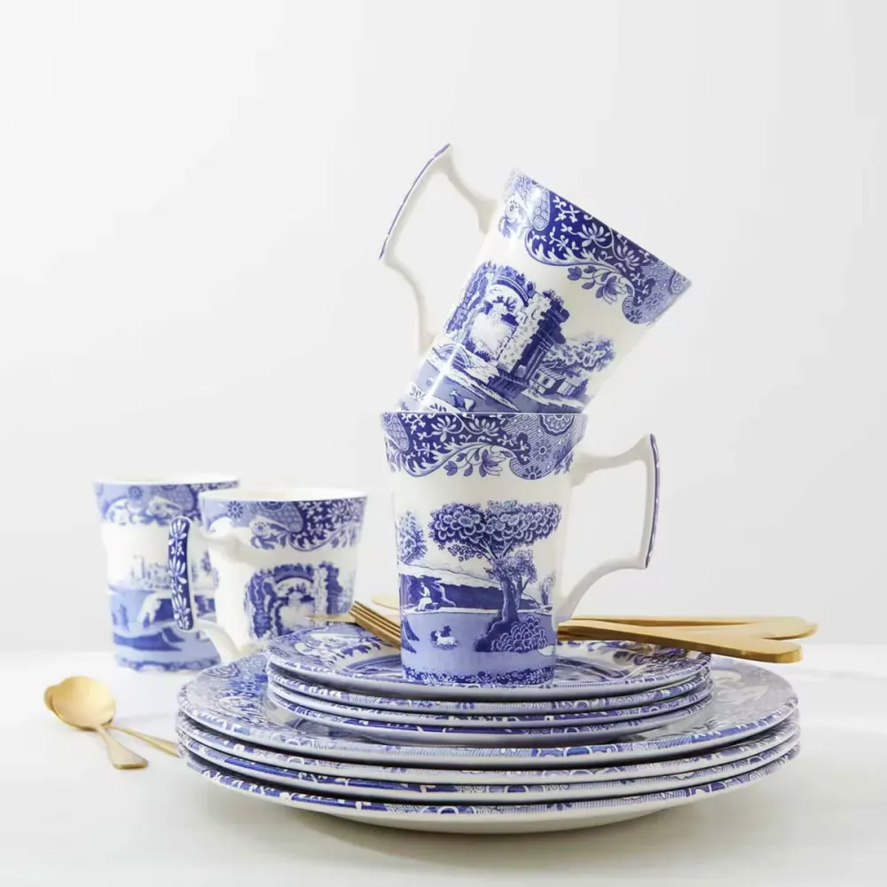 Spode Blue Italian servis 12 delar, blå/vit