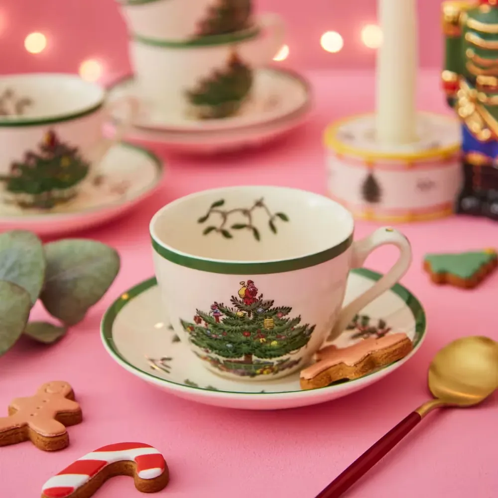 Spode Christmas Tree tekopp med fat 20 cl