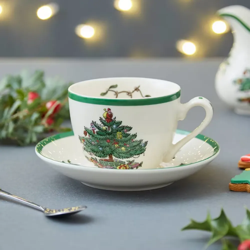 Spode Christmas Tree tekopp med fat 20 cl