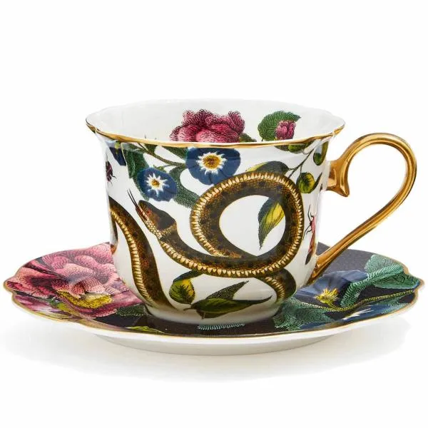 Spode Creatures Curiosity Tekopp med fat 25 cl Snake/Black