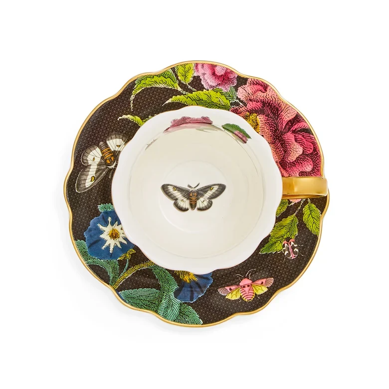 Spode Creatures Curiosity Tekopp med fat 25 cl Snake/Black