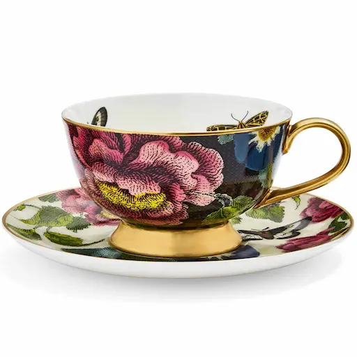 Spode Creatures Curiosity Tekopp med fat 20 cl Dark Floral