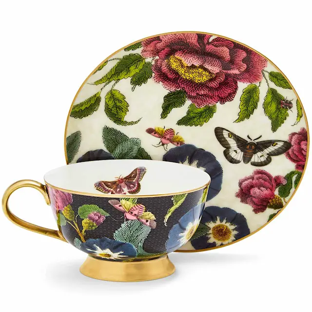 Spode Creatures Curiosity Tekopp med fat 20 cl Dark Floral