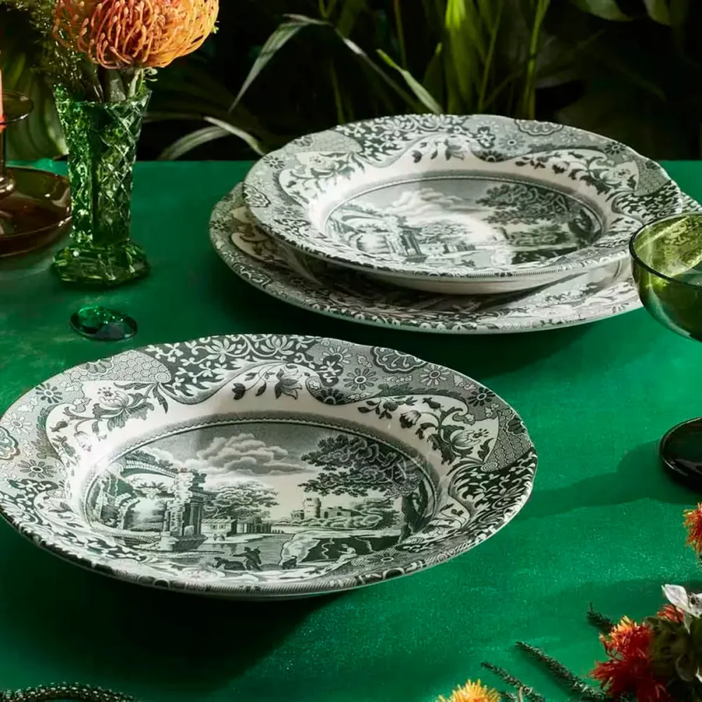 Spode Heritage Green Italian djup tallrik 23 cm grön/vit
